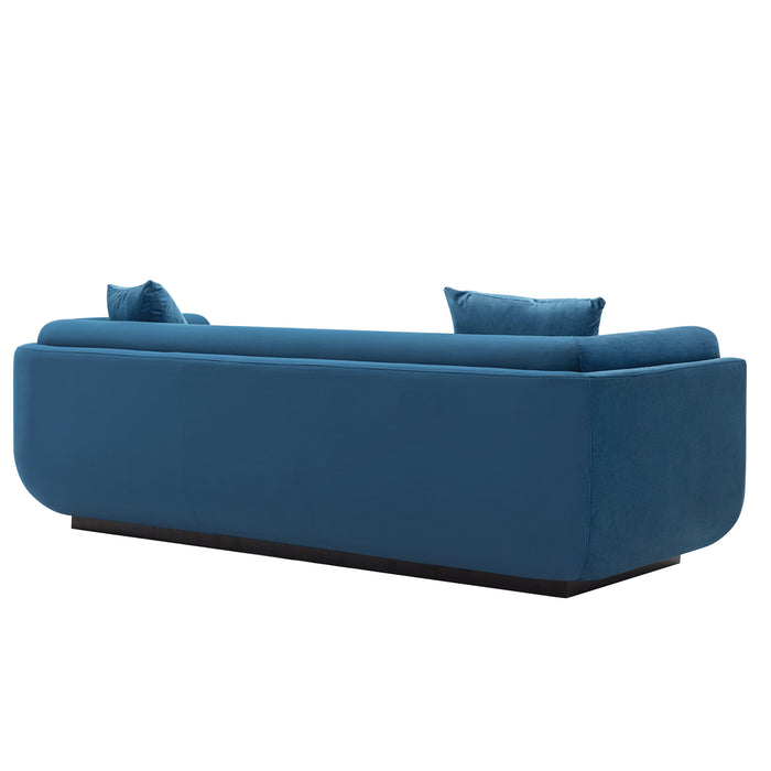 Manhattan Comfort Contemporary Edmonda Velvet Sofa with Pillows - Sapphire Blue