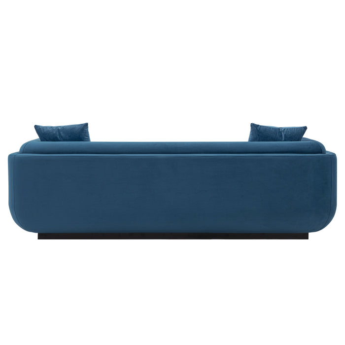 Manhattan Comfort Contemporary Edmonda Velvet Sofa with Pillows - Sapphire Blue