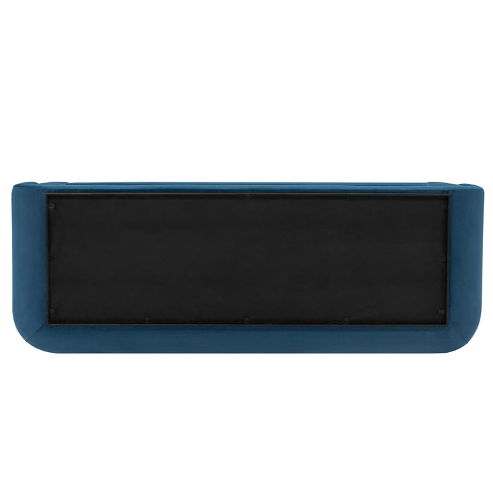 Manhattan Comfort Contemporary Edmonda Velvet Sofa with Pillows - Sapphire Blue