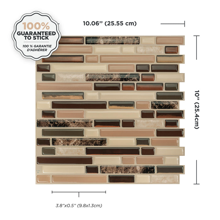 Smart Tiles Peel and Stick 4-Sheet 10 x 9 Backsplash - Bellagio Keystone