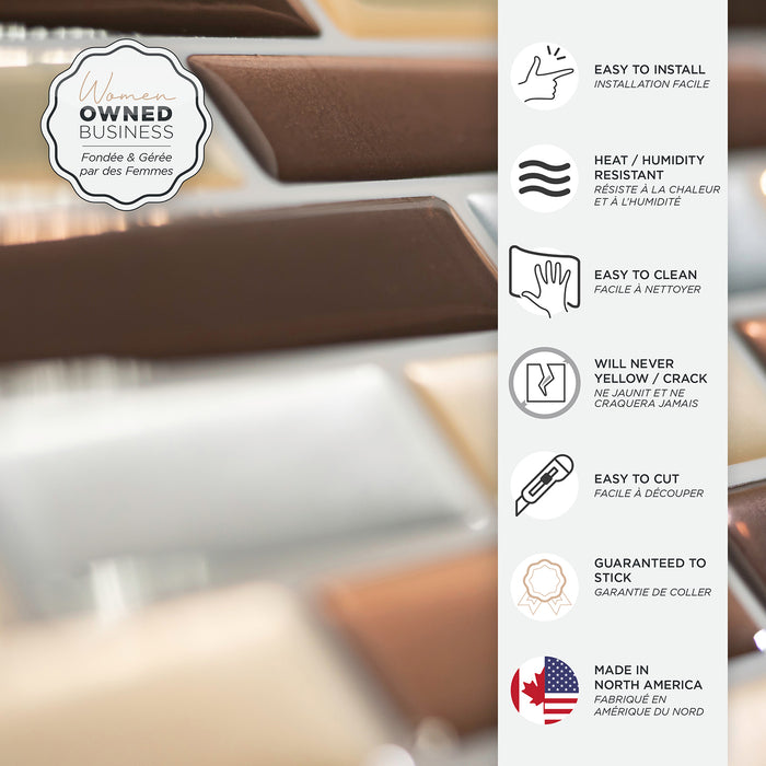 Smart Tiles Peel and Stick 4-Sheet 10 x 9 Backsplash - Muretto Durango