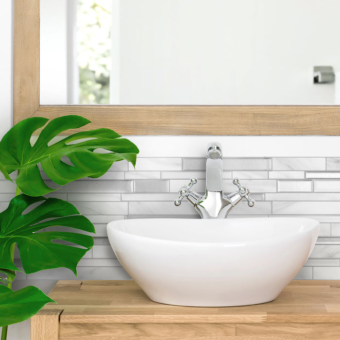 Smart Tiles Peel and Stick 4-Sheet 12 x 10 Backsplash - Milano Carrera