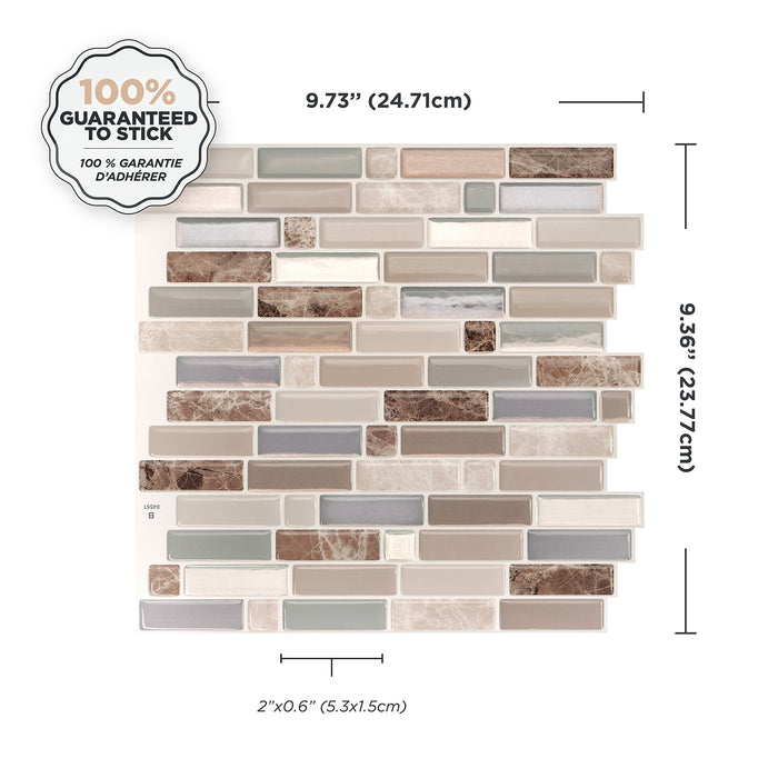 Smart Tiles Peel and Stick 4-Sheet 10 x 9 Backsplash - Crescendo Terra