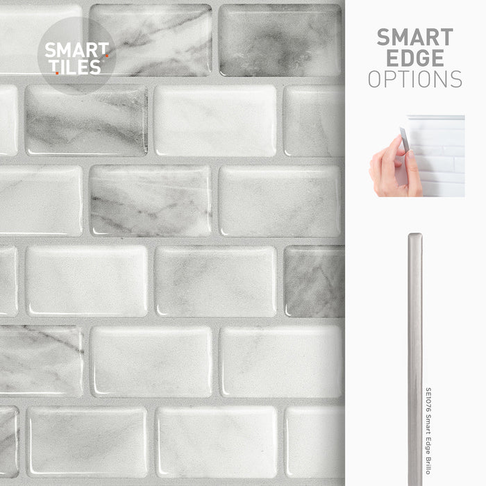 Smart Tiles Peel and Stick 4-Sheet 10 x 10 Backsplash - Ravenna Bianco