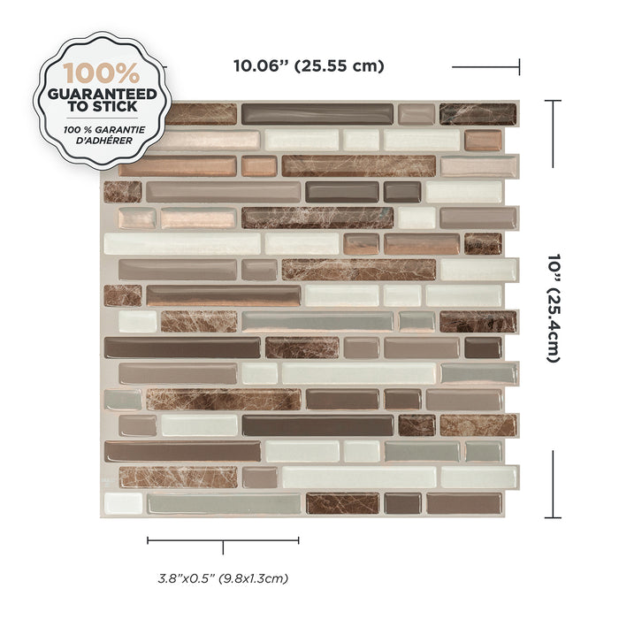 Smart Tiles Peel and Stick 4-Sheet 10 x 10 Backsplash - Bellagio Santi