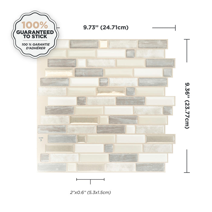 Smart Tiles Peel and Stick 4-Sheet 10 x 10 Backsplash - Crescendo Ciotta