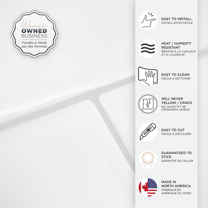 Smart Tiles Peel and Stick 2-Sheet 23 x 11 Backsplash - Oslo White