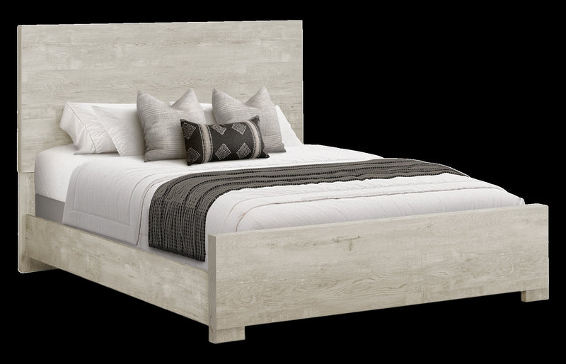 Soren Panel Bed with Headboard & Frame, Bleached Oak - Queen Size