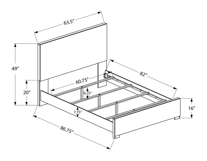 Soren Panel Bed with Headboard & Frame, Bleached Oak - Queen Size