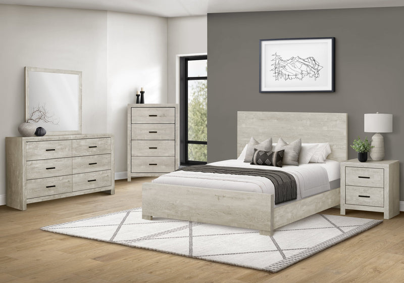 Soren Panel Bed with Headboard & Frame, Bleached Oak - Queen Size