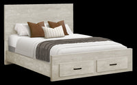 Soren Platform Storage Bed with Panel Headboard & Frame, Bleached Oak - Queen Size 