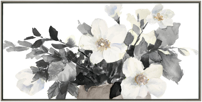 Neutral Bouquet Framed Acrylic Painting - 32.375\" x 62.375\"