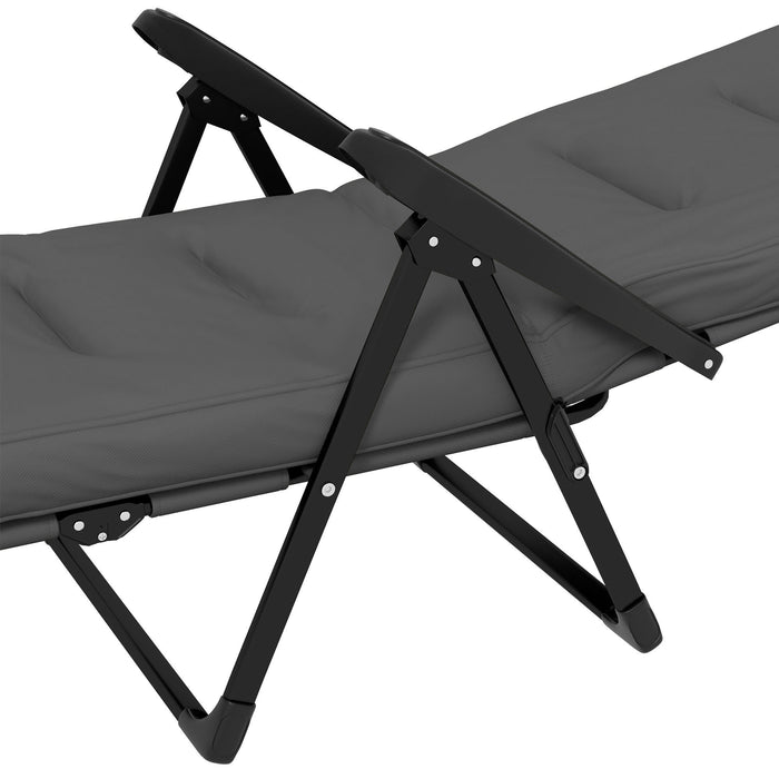 Outsunny Outdoor Lounge Chair W/ Cushion, Foldable Reclining Patio Chair