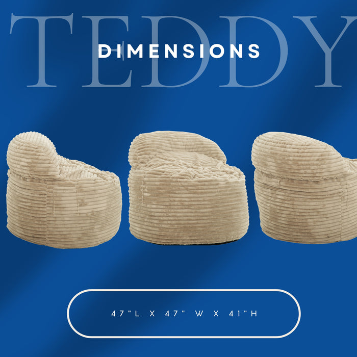Sealy Teddy Corduroy High Density Foam Bean Bag Chair - Beige
