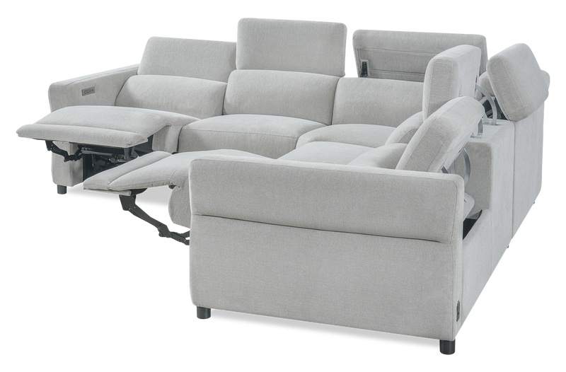 Cindy Crawford Home Aspen 3-Piece Power Reclining Sectional with Adjustable Headrests and USB Port - Silver