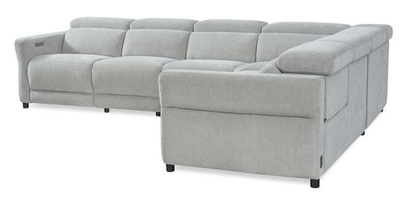 Cindy Crawford Home Aspen 4-Piece Power Reclining Sectional with Armless Chair and USB Port - Silver