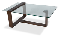 Bartley 48” Rectangular Coffee Table with Glass Top - Acorn 