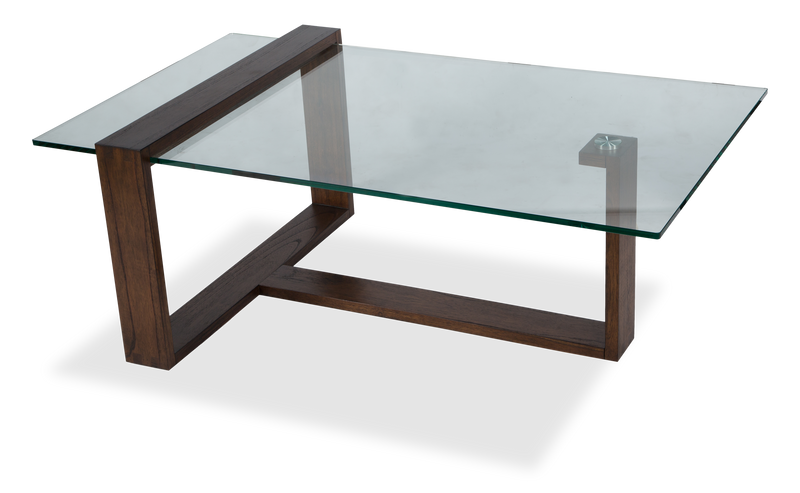 Bartley 48” Rectangular Coffee Table with Glass Top - Acorn