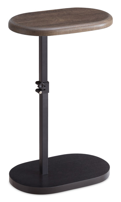 Cedric 18\" Adjustable Accent Table – Walnut Oak and Black