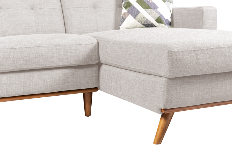 Kort & Co. Freeman 2-Piece Right-Facing Sectional with Wood Legs – Dove White