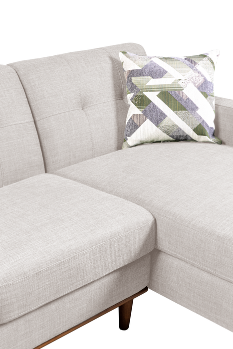 Kort & Co. Freeman 2-Piece Right-Facing Sectional with Wood Legs – Dove White