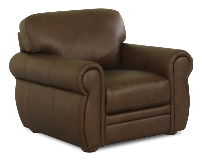 Porto 45\" Traditional Genuine Leather Accent Chair - Chocolate