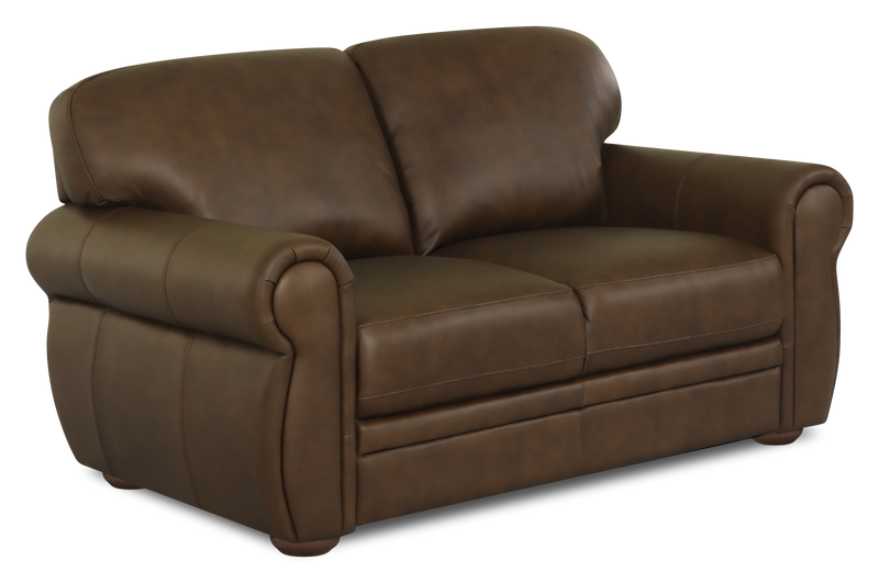 Porto 66\" Traditional Genuine Leather Loveseat - Chocolate