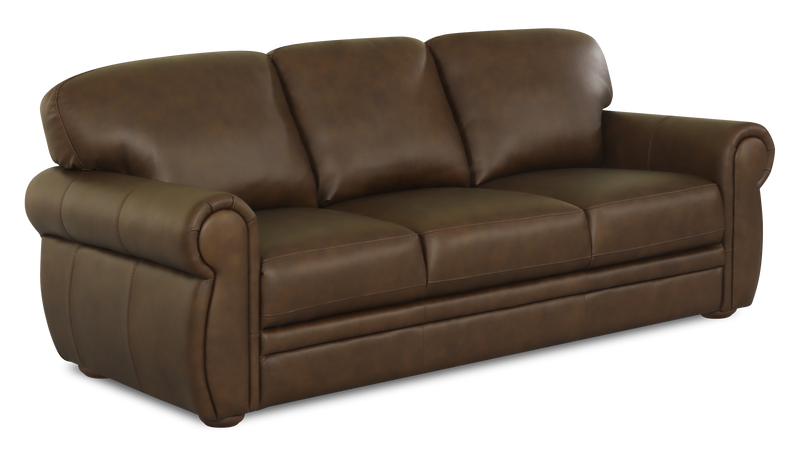 Porto 90\" Traditional Genuine Leather Sofa  - Chocolate