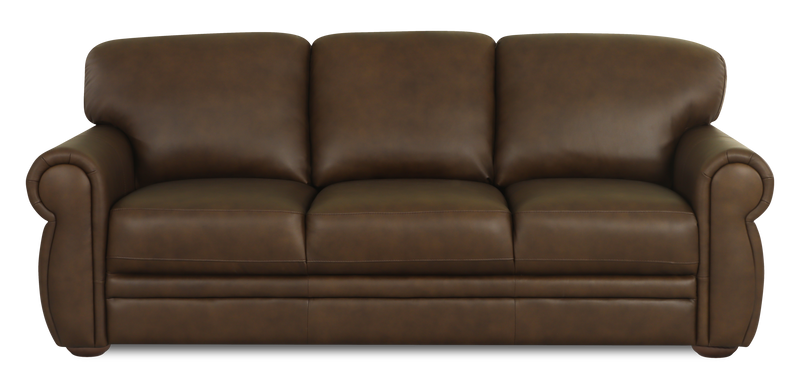Porto 90\" Traditional Genuine Leather Sofa  - Chocolate