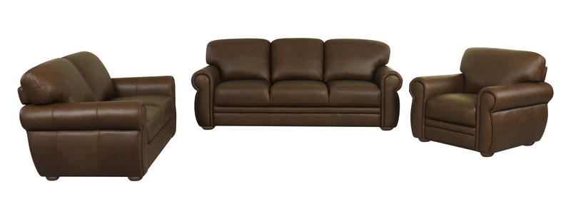 Porto 45\" Traditional Genuine Leather Accent Chair - Chocolate