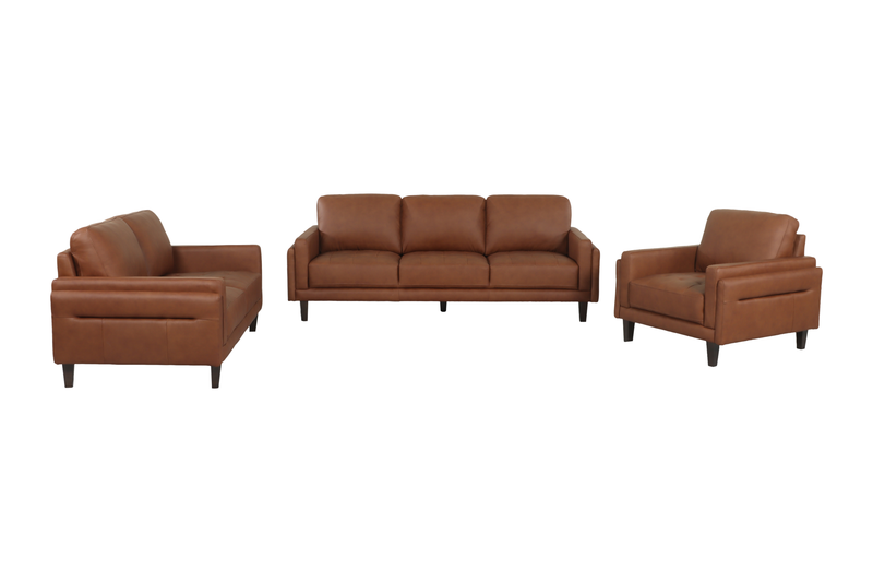 Venice 39\" Traditional Genuine Leather Accent Chair – Light Brown