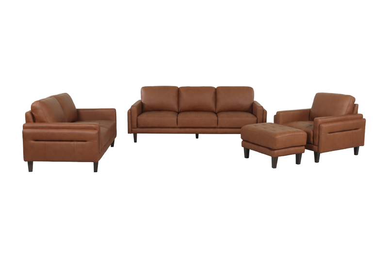 Venice 39\" Traditional Genuine Leather Accent Chair – Light Brown
