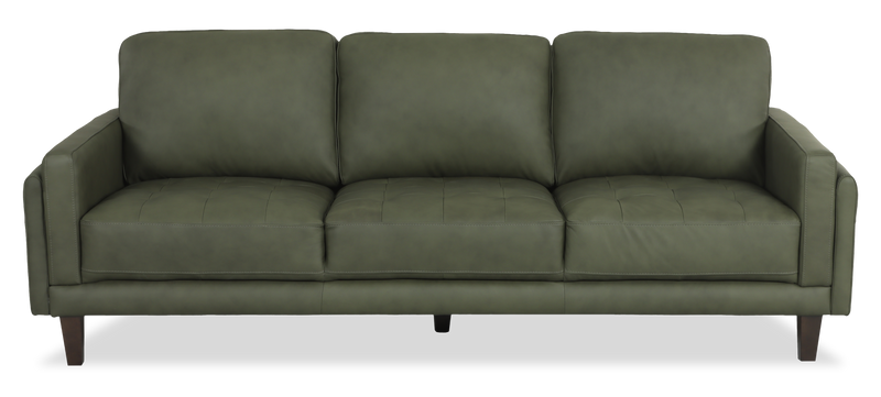 Venice 91\" Traditional Genuine Leather Sofa – Green
