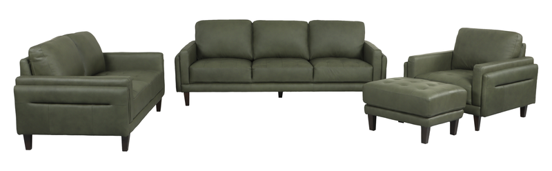 Venice 39\" Traditional Genuine Leather Accent Chair  – Green