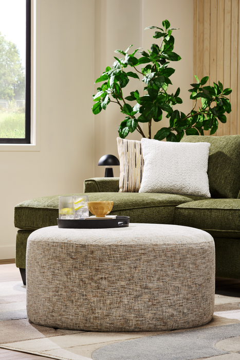 Made in Canada Customizable Sofa Lab Round 38\" Fabric Ottoman – Rust Accent Fabric 