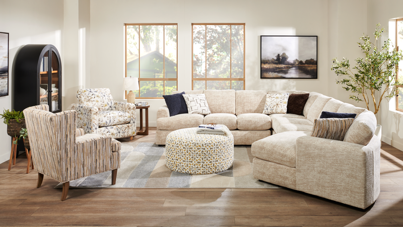 Made in Canada Sofa Lab Customizable Club 36\" Fabric Accent Chair with Wood Legs – Dust Accent Fabric 