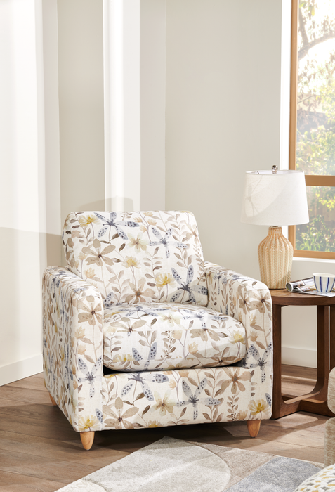 Made in Canada Sofa Lab Customizable Club 36\" Fabric Accent Chair with Wood Legs – Dust Accent Fabric 