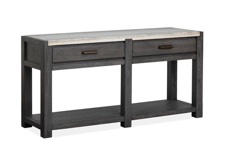 Alders 56\" Marble Top Sofa Table with Storage - Ravenwood Black