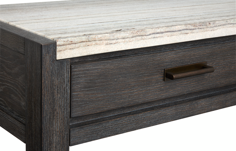 Alders 56\" Marble Top Sofa Table with Storage - Ravenwood Black