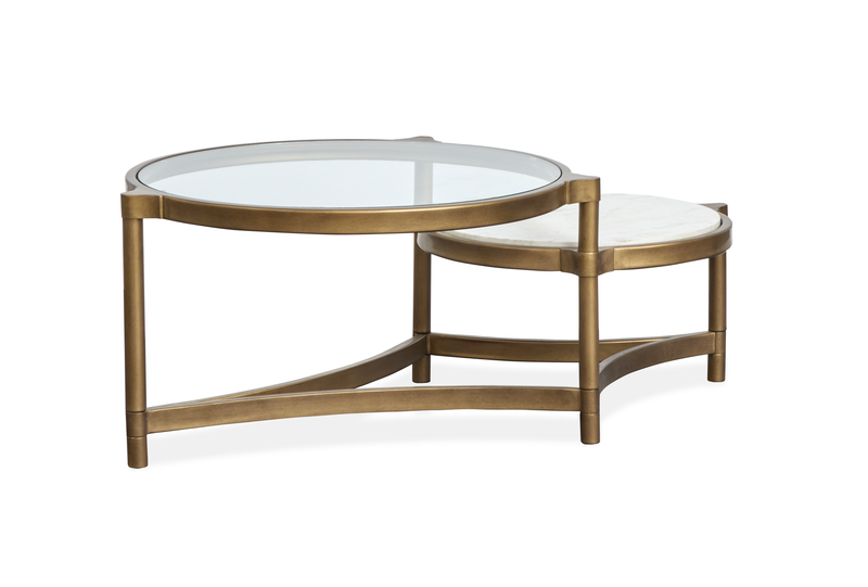 Arlington 48\" Coffee Table with Glass Top - Aged Brass