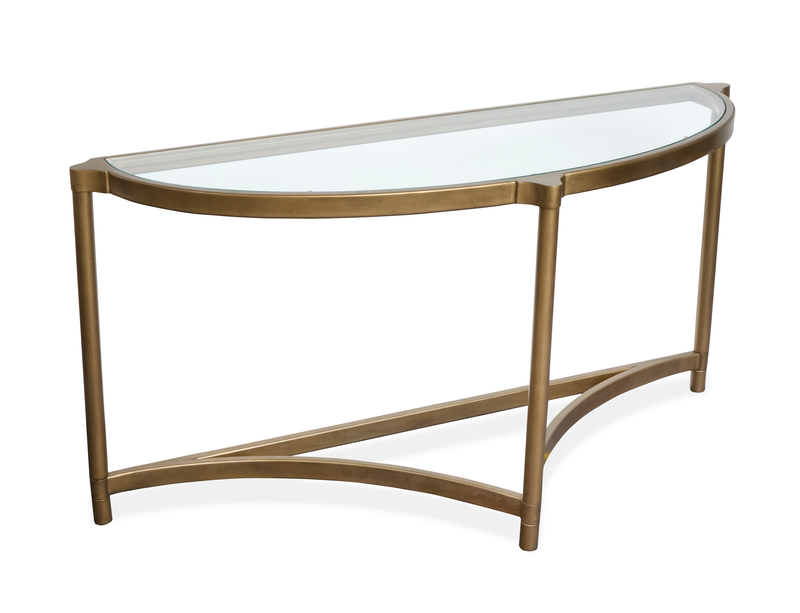 Arlington 53.63\" Glass Top Sofa Table with Metal Legs - Aged Brass