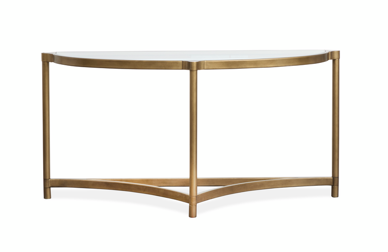 Arlington 53.63\" Glass Top Sofa Table with Metal Legs - Aged Brass