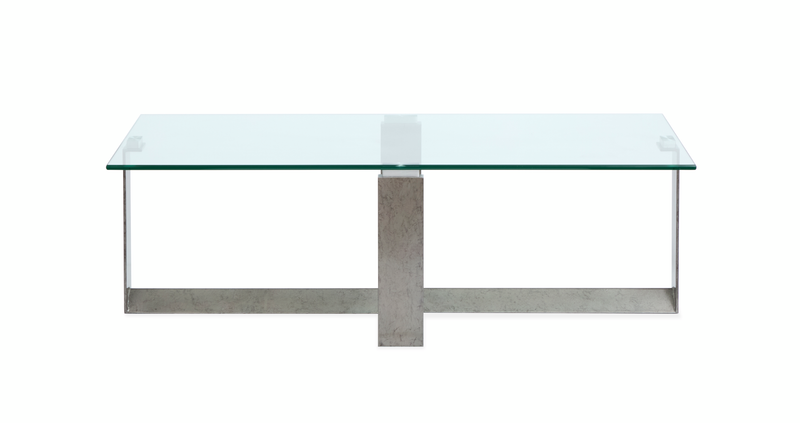 Consort 50\" Coffee Table with Tempered Glass Top - Aged Pewter