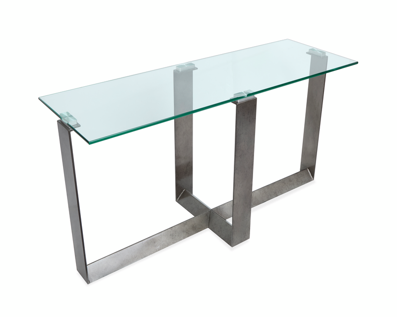 Consort 50\" Sofa Table with Tempered Glass Top  - Aged Pewter
