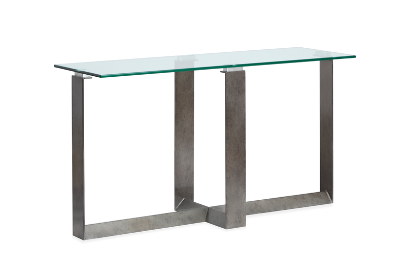 Consort 50\" Sofa Table with Tempered Glass Top  - Aged Pewter
