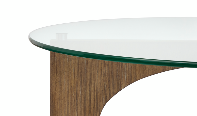 Kerwin 40\" Coffee Table with Glass Top - Almond