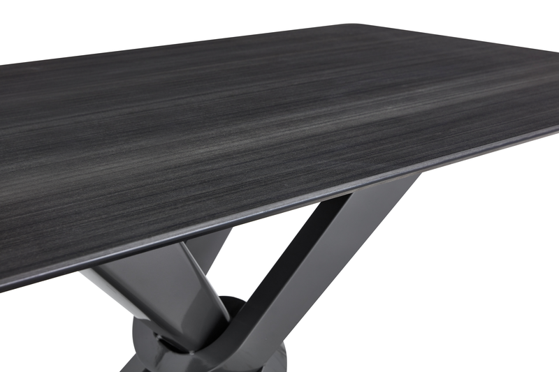 Orion 63” Dining Table with Tech Stone Top, Metal Base – Black