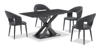 Orion 5pc Dining Set with Table & 4 Chairs, Tech Stone Top, Metal, 63