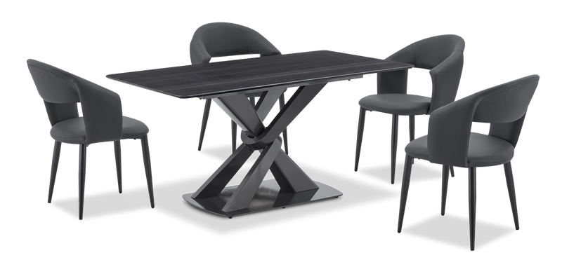 Orion Dining Chair with Vegan-Leather Fabric, Metal – Charcoal