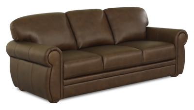 Chateau d’Ax Porto 90" Traditional Genuine Leather Sofa  - Chocolate | Sofa traditionnel Porto de Château d’Ax de 90 po en cuir véritable - chocolat
